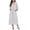 Grey White Stripe, variant on Women Zipper Robe 3/4 Sleeves Loungewear Dress Full Length Sleepwear Pockets Housecoat Nightgown Long Bathrobe