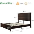 thumbnail image 4 of Merluxy Queen Size 51.2" Wood Bed Frame, Rustic Platform Bed with Spliced Headboard, Wood Slats Support/Noiseless/No Box Spring Needed/Dark Brown, 4 of 6