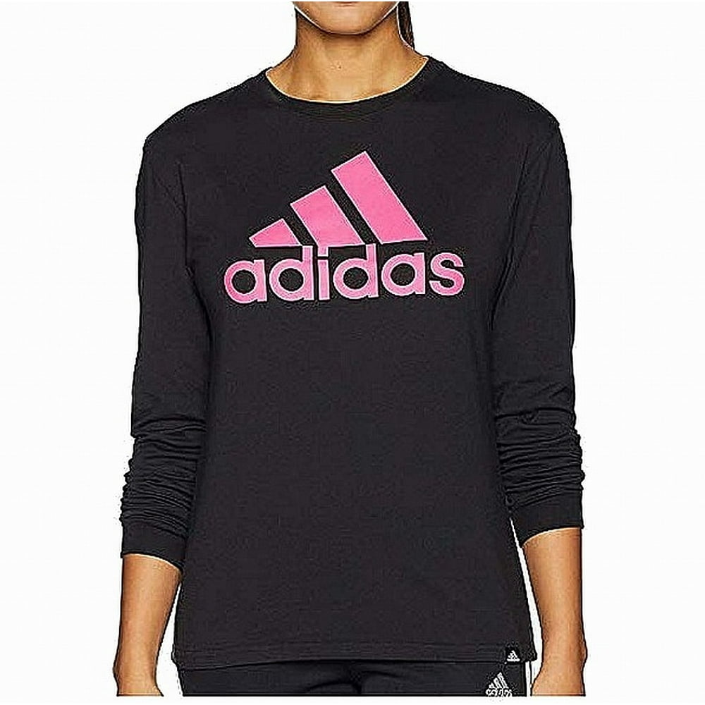 Adidas Tops & Blouses - Womens Top Pink Large Knit Long Sleeve Logo T ...