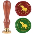 thumbnail image 1 of Sello de lacre de elefante de 1 pulgada, sello retro con cabeza de latón extraíble y mango de madera., 1 of 9