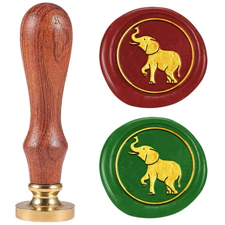 1" Elephant Wax Seal Stamp Retro Sealing Stamps Removable Brass Head Seal Stamp with Wooden Handle Sealing Wax for Envelope Greeting Card Letter Wedding Invitations Gift Wrapping Decor DIY