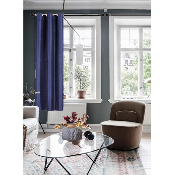 NAVY BLUE 1-Piece Noa Solid Blackout Grommet-Top Window Curtain Panel 37" W x 63" L