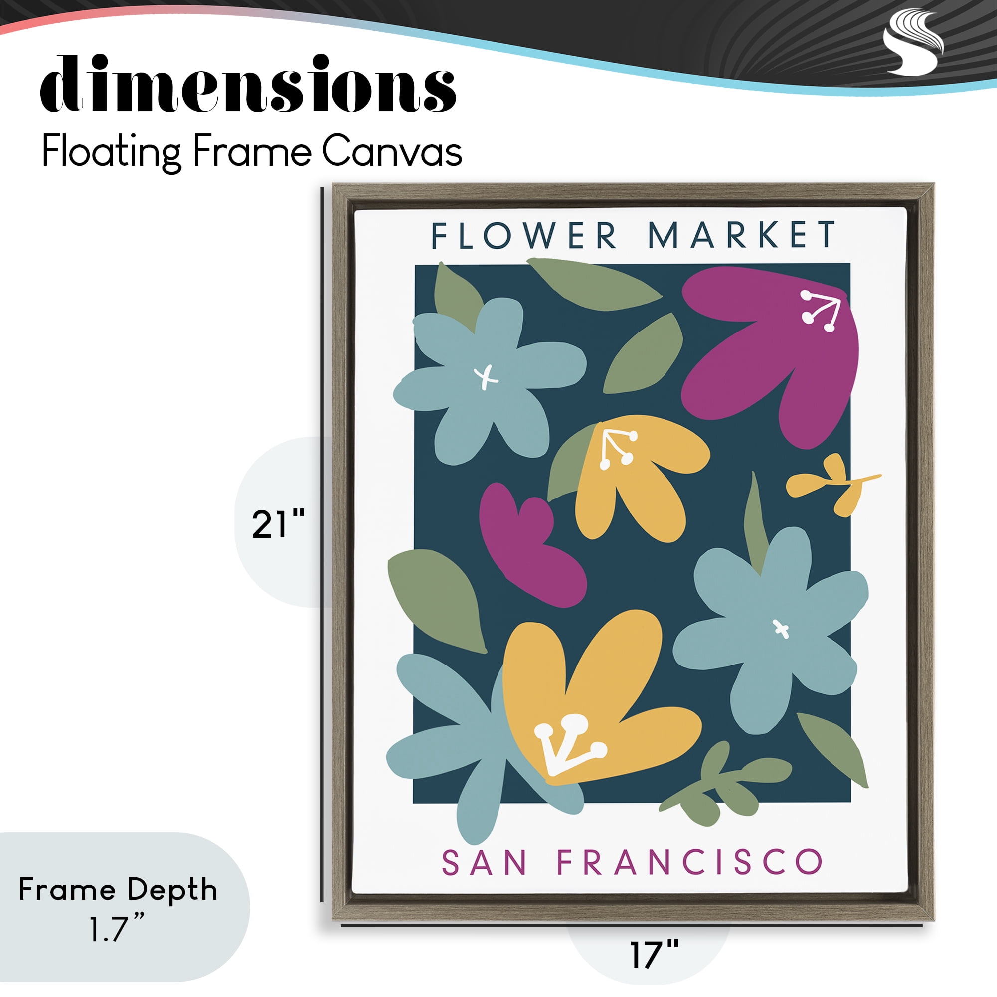 Stupell Industries Whimsical Flower Market Brown Framed Floater Canvas Wall Art, design by Anna Quach