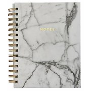 Open Box ECCOLO WIRO SPIRAL JOURNAL, 6  X 8 , 100 PAGES - MARBLE/GOLD/IVORY