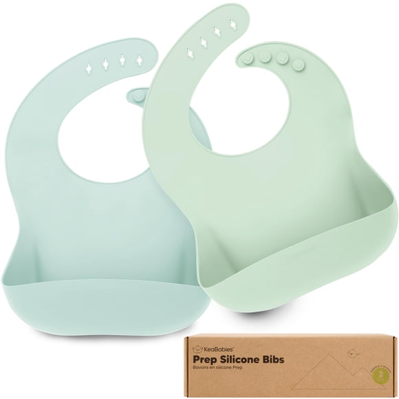 Food Bibs KeaBabies, paquete de 2 unidades, alimentación de silicona a prueba de agua