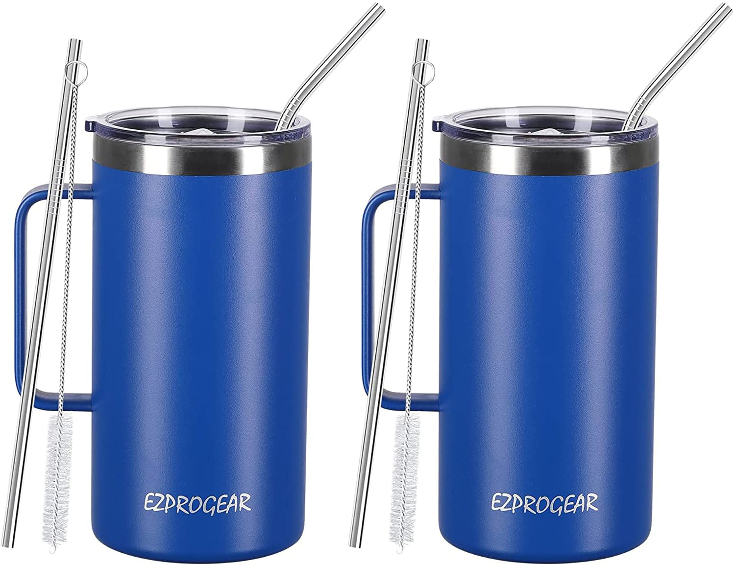 Ezprogear 40 oz 2-pack Black & Mint Stainless Steel Beer Tumbler Double  Wall Vacuum Insulated with Straws and Handle