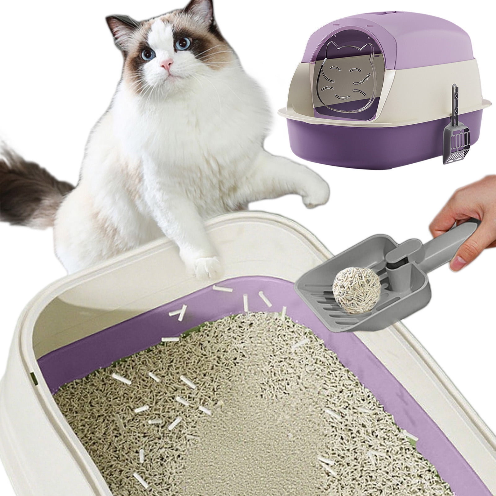 Tarmeek Large Enclosed Cat Litter Box with Lid, Odor Control & Anti-Splash Design, Includes Scoop for Easy Cleaning, Privacy Cat Toilet for Indoor Cats