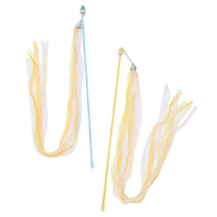 HAKIDZEL 2Pcs Cat Teasing Toys Cat Toys Interactive Cat Toy Assorted Color Ribbon