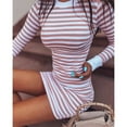 thumbnail image 6 of Henpk Summer Dresses for Women Striped T Shirt Dress Casual Midi Dress Short Sleeve Sundress with Pockets Sexy Fall Soft Badycon Long Sleeve Formal Stripe Splicing Printing Fall Maxi Dresses Pink XXL, 6 of 7