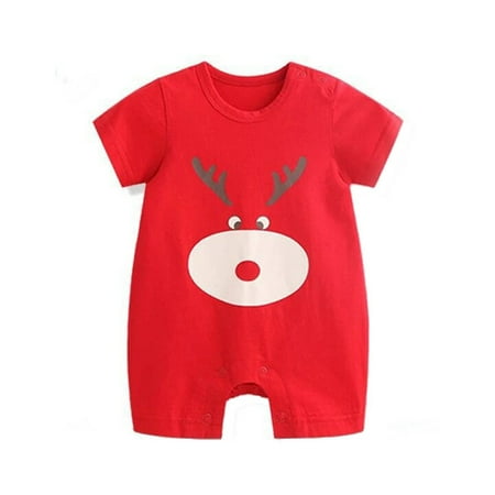 

Booker Christmas Baby Boys Girls Cute Cartoon Short Sleeve Romper Jumpsuit Outfit