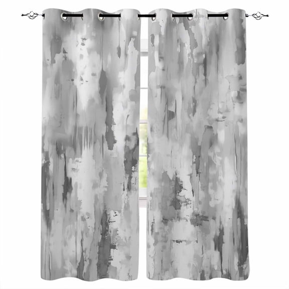 Grey Abstract Blackout Curtains 84 Inches Long for Bedroom, Modern Oil Painted Art Contemporary Thermal Insulated Room Darkening Black Out Window Curtain Panels Grommet Drapes for Living Room