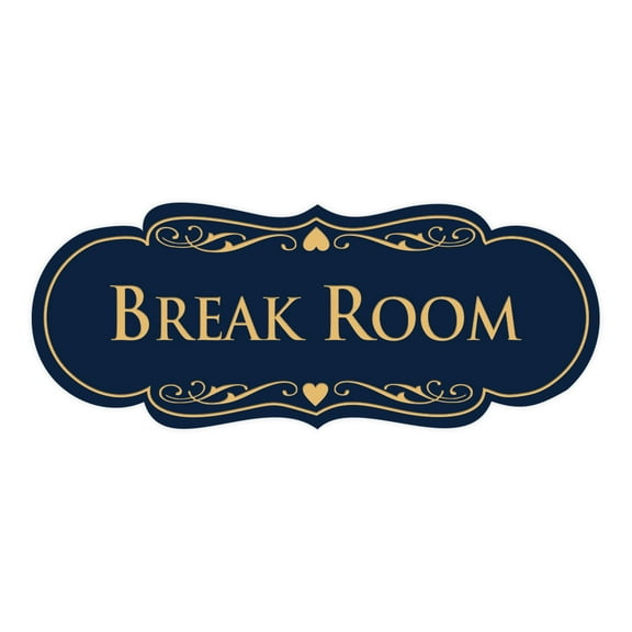 Designer Break Room Sign(Navy Blue/Gold) - Small