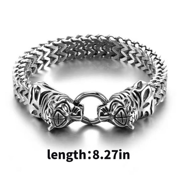 DESIGNICE Mens Bracelet,Handmade Weaving Mens Jewelry, Beads Pulseras Para Hombres,Tiger Head