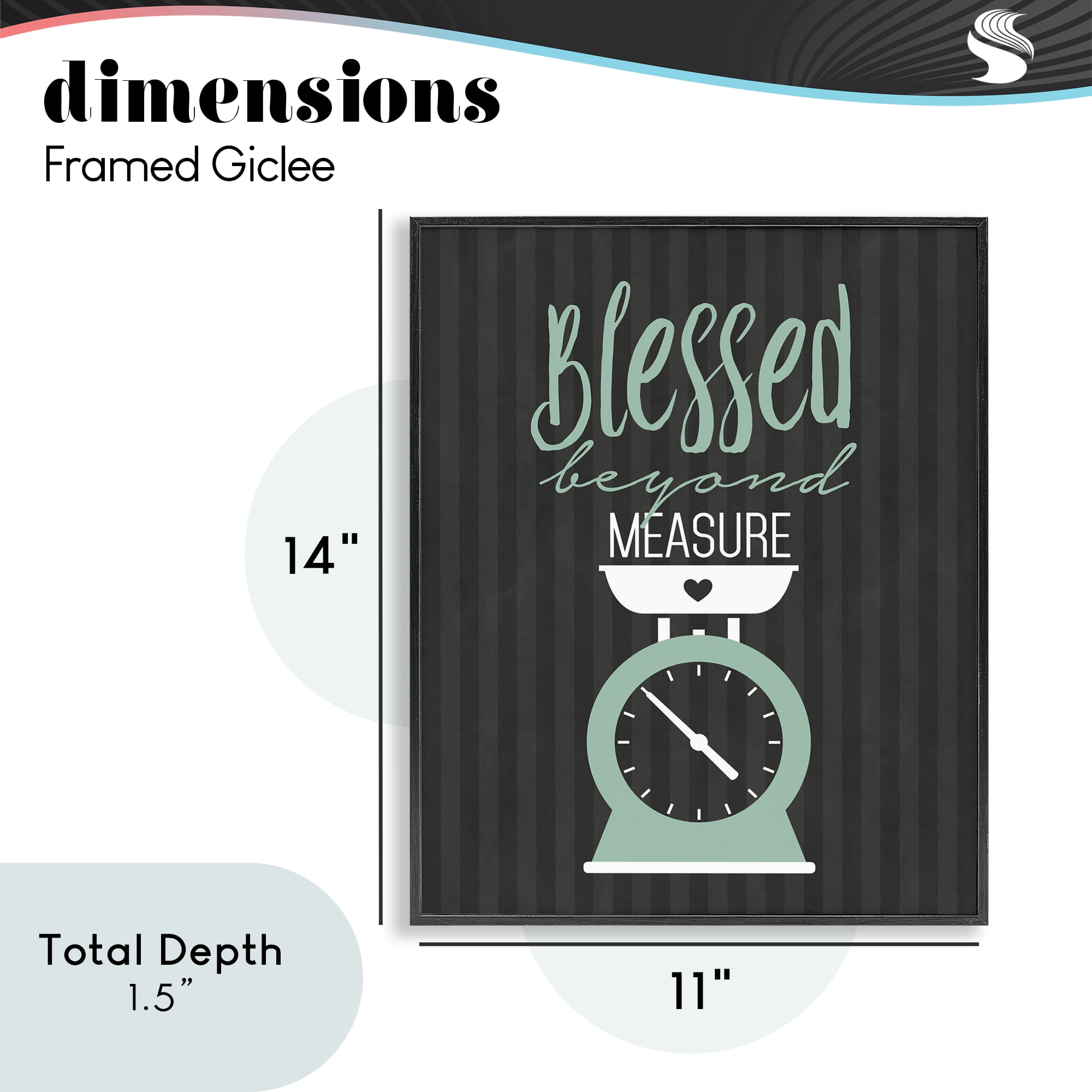 Blessed Beyond Measure Scale Black Framed Giclee Art, design by Lettered and Lined