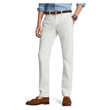 Polo Ralph Lauren Straight-Fit Flat-Front Stretch Twill Chino Pants, White,36/32