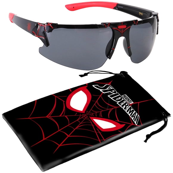 Gafas de sol Marvel Spiderman para niños, elegantes, cómodas y duraderas, con protección UV y funda de transporte blanda, con licencia oficial