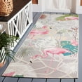 thumbnail image 3 of SAFAVIEH Barbados Flamingos Outdoor Runner Rug, Grey/Pink, 2'8" x 10'5", 3 of 8