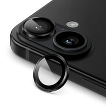 JETech Camera Lens Protector for iPhone 16 6.1-Inch and iPhone 16 Plus 6.7-Inch, 9H Tempered Glass Metal Individual Ring Cover, HD Clear, 1 Set (Black)