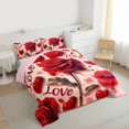 thumbnail image 3 of Feelyou Red Rose Flower Queen Comforter Set, Romantic Love Heart Bedding Set, 3pcs, 3 of 8
