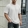 thumbnail image 2 of ZHOGXU Summer Slim Fit Knit Short Sleeve O Neck Men's T Shirts With Solid Color And Loose Athletic Style Comfortable Everyday Wear, 2 of 5