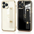 thumbnail image 6 of Designed for iPhone 11 Pro Max Case with Wrist Strap Loop Luxury Love Heart Plating Gold Bumper Phone Cover Wristband Kickstand Full Body Protective Slim Case for Women-Black, 6 of 6
