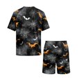 thumbnail image 5 of Dwelliawo Mens Pajama Shorts Set Halloween Print Lightweight Summer Pjs Sleepwear for Men 2 Piece Gray L, 5 of 6