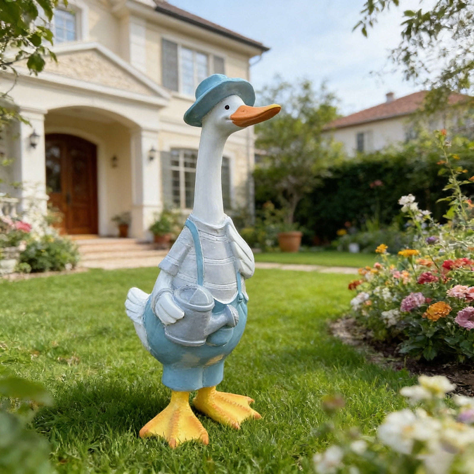 Goose Outdoor Lawn and Garden Statue, Goose Decor for Garden Sculptures 12" for Patio, Balcony, or Front Porch Decor