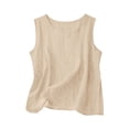 thumbnail image 6 of FAVIPT Kids 2 Piece Outfits Girls Summer Sleeveless Crewneck Linen Tank Tops Straight Wide Leg Pants Casual Solid Loose Sets Beige,5 Years, 6 of 9