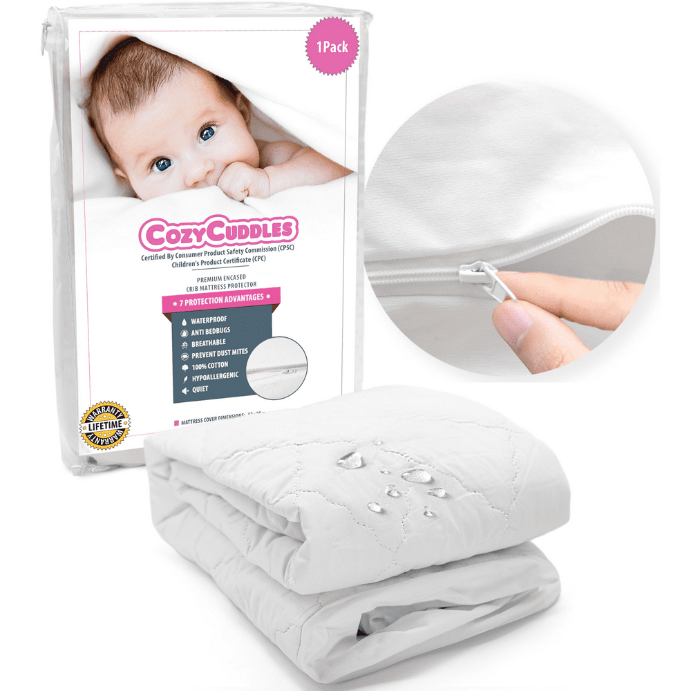 COZYCUDDLES Premium Zippered Quilted Waterproof Crib Mattress Protector