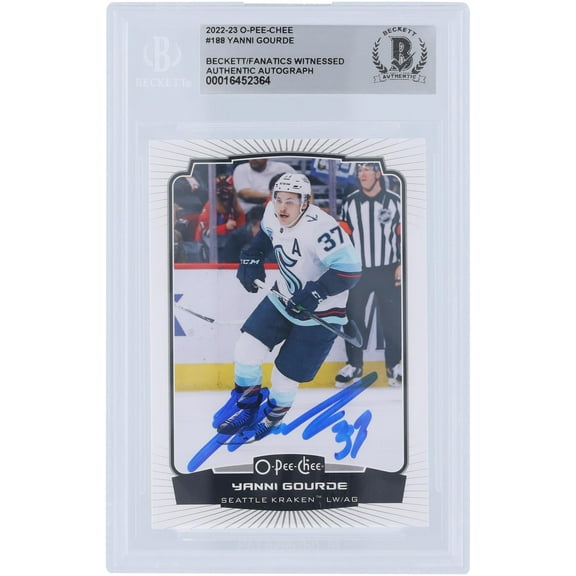 Yanni Gourde Seattle Kraken Autographed 2020-23 Upper Deck O-Pee-Chee #188 Beckett Fanatics Witnessed Authenticated Card - Fanatics Authentic Certified
