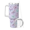 thumbnail image 2 of Fotbe Purple Butterfly Pattern 40oz Ice Bully With Handle And Straw Stainless Steel Vacuum Insulated Cup And 2 In 1 Straw Lid, 2 of 8