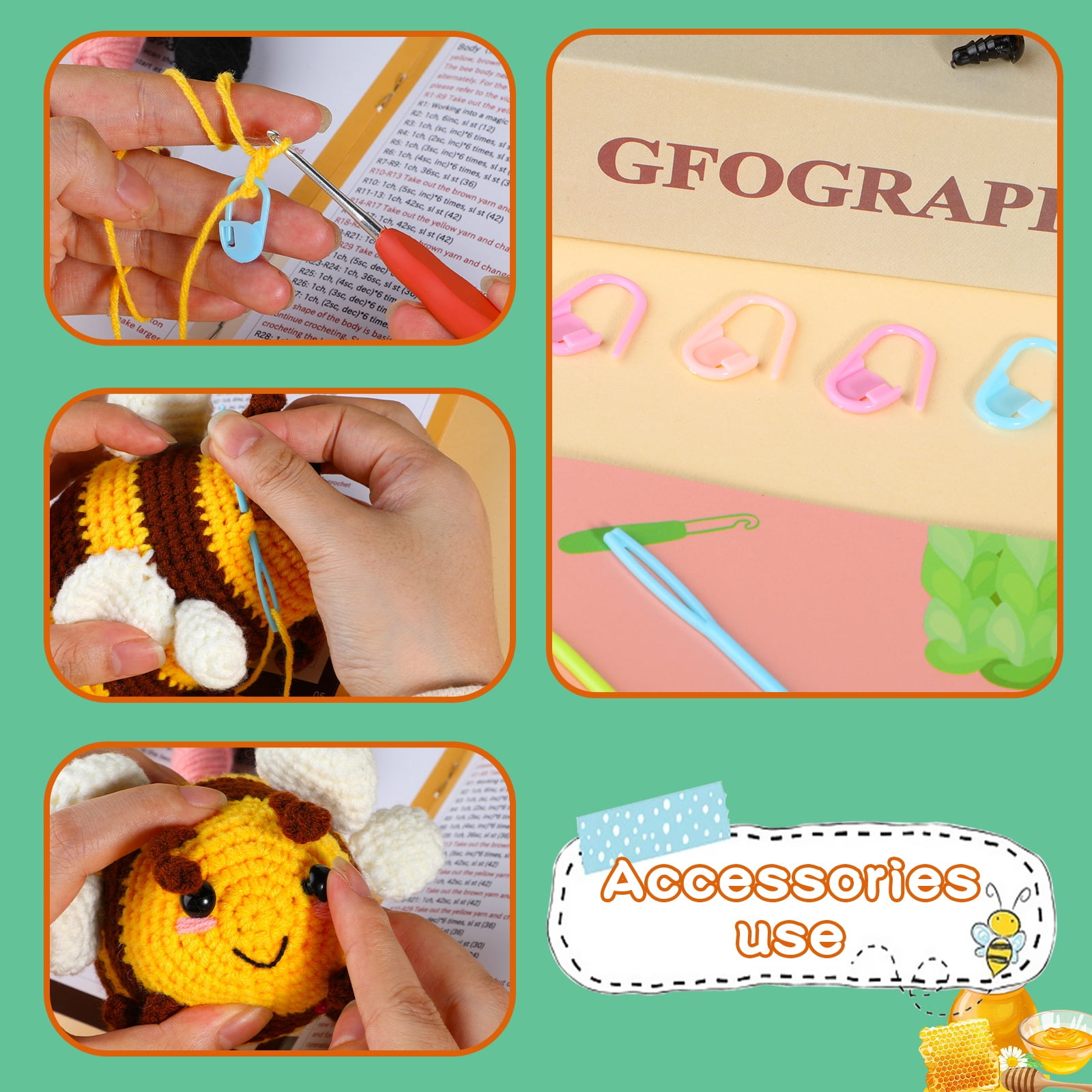 Crochet Kit for Beginners, Crochet Starter Animal Kits for Adult and Kids with Step-by-Step Video Tutorials and Yarns, Hook, Accessories, Graduation Gifts