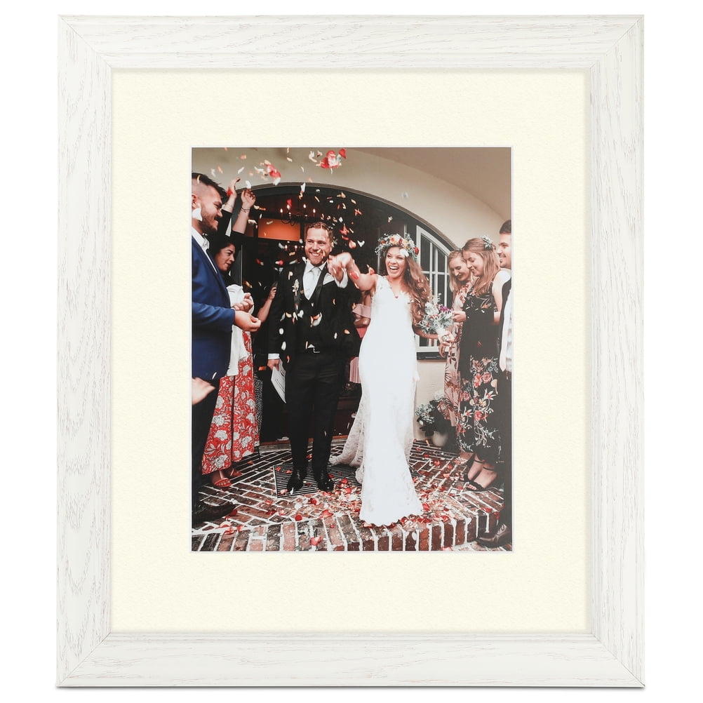 ArtToFrames 22x28 Matted Picture Frame with 18x24 Single Mat Photo Opening Framed in 1.25 Off White Wash on Ash and 2 Brilliant White Mat (FWM-4098-22x28)