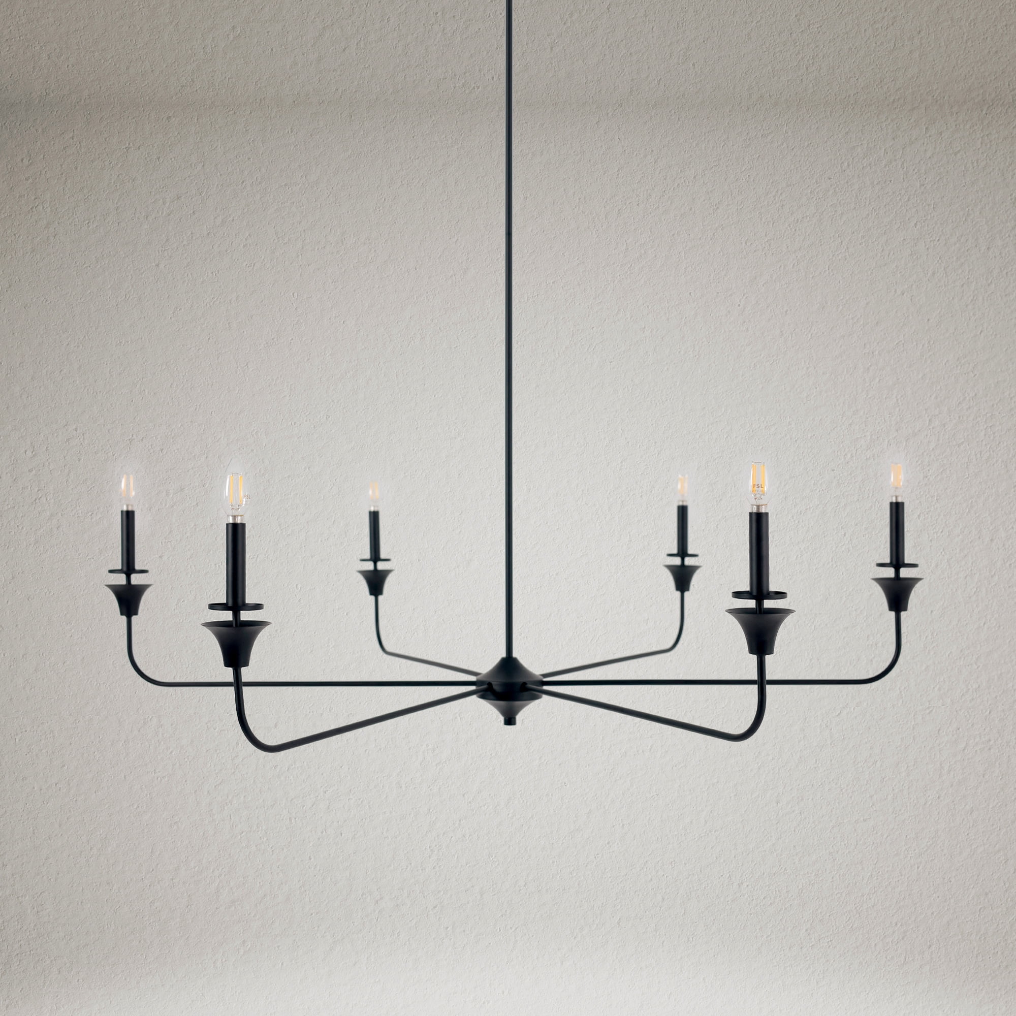 LNC Bohonicist 6 -Light Matte Black Bare bulb Metal Chandelier
