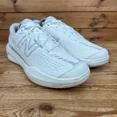 thumbnail image 3 of New Balance 696 Trainers Mens Size UK 8 White All Court Leather Tennis Shoes W5, 3 of 6