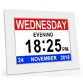 thumbnail image 1 of Reloj calendario digital con alarma LED de 8 pulgadas para demencia, tamaño extragrande, día, semana, mes y año, 1 of 1