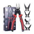 thumbnail image 1 of Wire Cutter Tool, Easy Installation Carbon Steel Jaws Dual Color Plastic Handle 5 Interchangeable Heads 5 in 1 Pliers Set  for Cable Cutting Stripping Crimping, 1 of 8