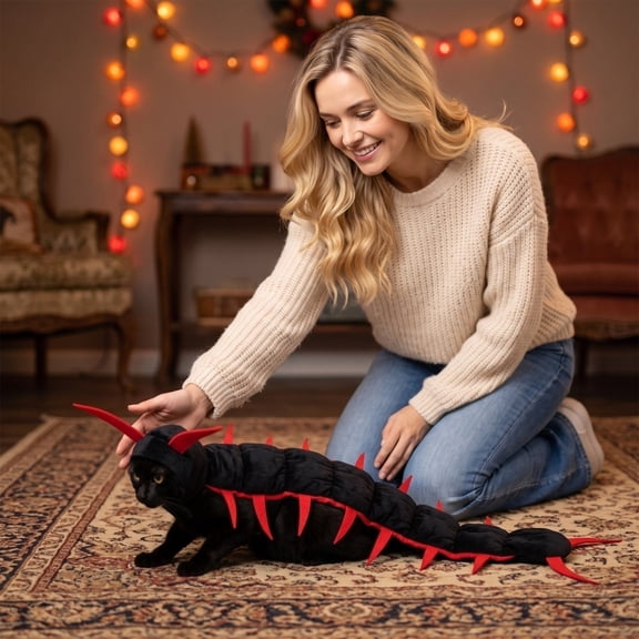 Kiddiway Halloween Cat Costume Centipede Outfit - Funny Bug-Inspired Pet Dress for Cats and Dogs, Great for Trick-or-Treat, Parties, and Unique Halloween Cat Costumes,Gold