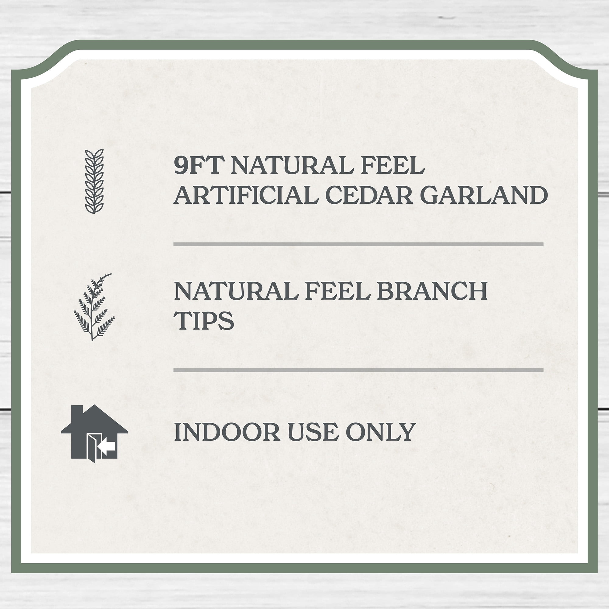 My Texas House Natural Feel Cedar Unlit Artificial Christmas Garland, Green, 9'