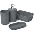 thumbnail image 2 of Superio Complete Bathroom Accessory Set, Ribbed Style, Plastic - Grey (6 Pack), 2 of 7
