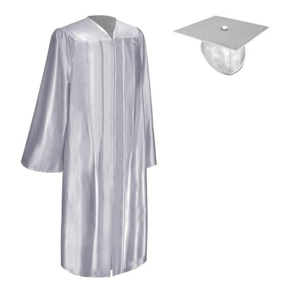 Endea Graduation Shiny Silver Graduation Gown Cap