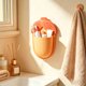 thumbnail image 1 of Estante de pared en forma de maíz, organizador de almacenamiento adhesivo sin perforación para decoración de cocina y baño, plástico impermeable, amarillo o naranja., 1 of 6
