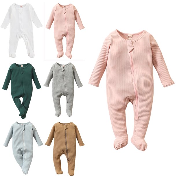 WIBACKER Unisex Newborn Zipper Baby OnePiece Footies Pajamas Infant