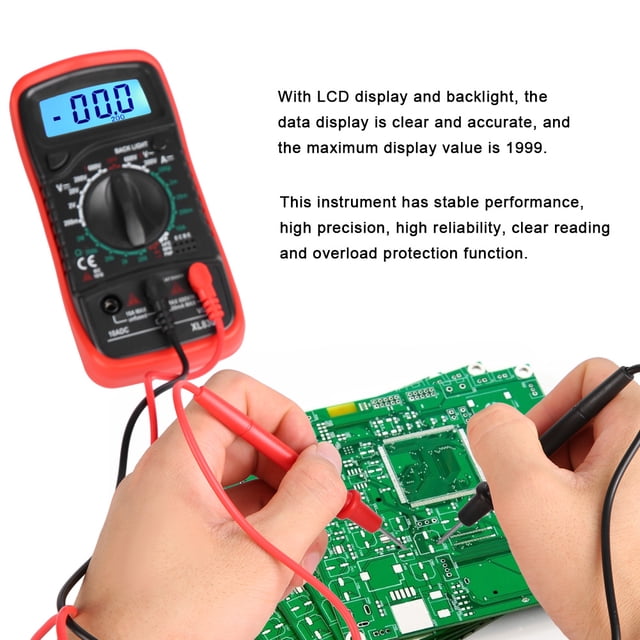 Multimetro Digital XL830L Pantalla LCD, Retroiluminación, VoltíMetro Ca CC A Prueba de Golpes Amperímetro Ohmímetro Voltímetro Medidor para Voltaje CA CC, Corriente CC,
