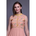 thumbnail image 5 of Bimba Peach Floral Indian Long Kurti For Women Party Wear Printed Sleeveless Anarkali Kurti Dress XXX-Large, 5 of 6