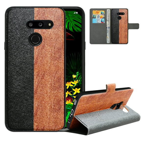 Labanema LG G8 ThinQ Case with Kickstand, 2 in 1 Detachable Magnetic Protective Folio Flip Cover for LG G8 ThinQ (Black Brwon)