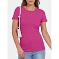 thumbnail image 4 of ANRABESS Womens Short Sleeve Tops Crewneck Ribbed Knit Slim Fit Basic Tee Casual Summer Fitted T Shirt, 4 of 9