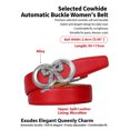 thumbnail image 4 of Catelles Women's Red Cowhide Leather Belt with Rhinestone-Adorned Gold Alloy Automatic Buckle  Elegant Fashion Accessory for Casual Pants，Gift Box &Length 95cm Width 2.4cm, 4 of 12