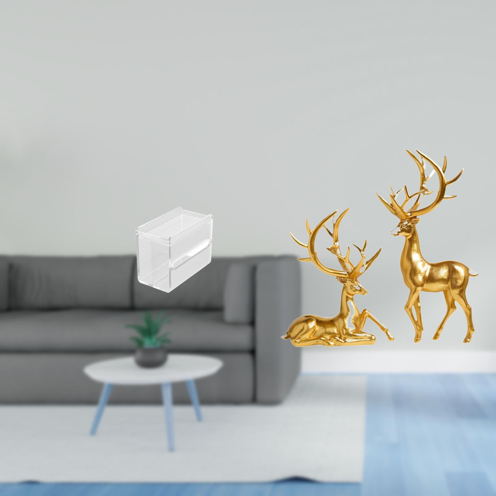 Fiocias Acrylic Toilet Paper Storage Box Modern Paper Towel Dispenser Wall Mounted Toilet Tissue Paper Holder Couple Deer Statues Decorative Sculptures Collec