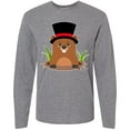 thumbnail image 3 of Inktastic Groundhog Day with Groundhog in Top Hat Long Sleeve T-Shirt, 3 of 5